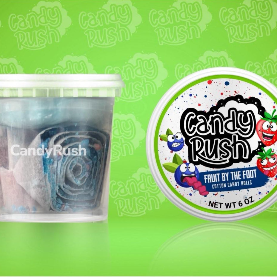 FRUIT BY THE FOOT COTTON CANDY ROLLS - 4 count Delicious Snack - Candy Rush
