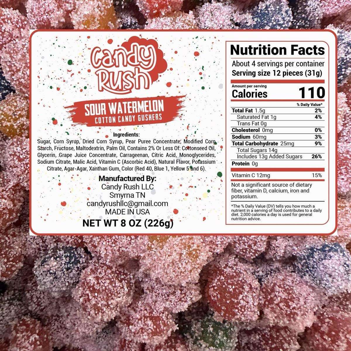 Sour Watermelon Cotton Candy Gushers