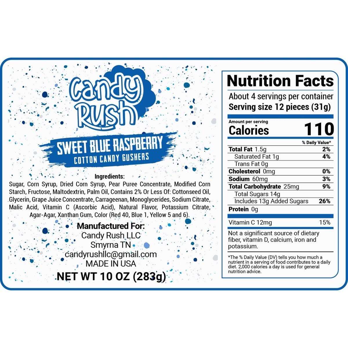 Sweet Blue Razz Raspberry Cotton Candy Gushers