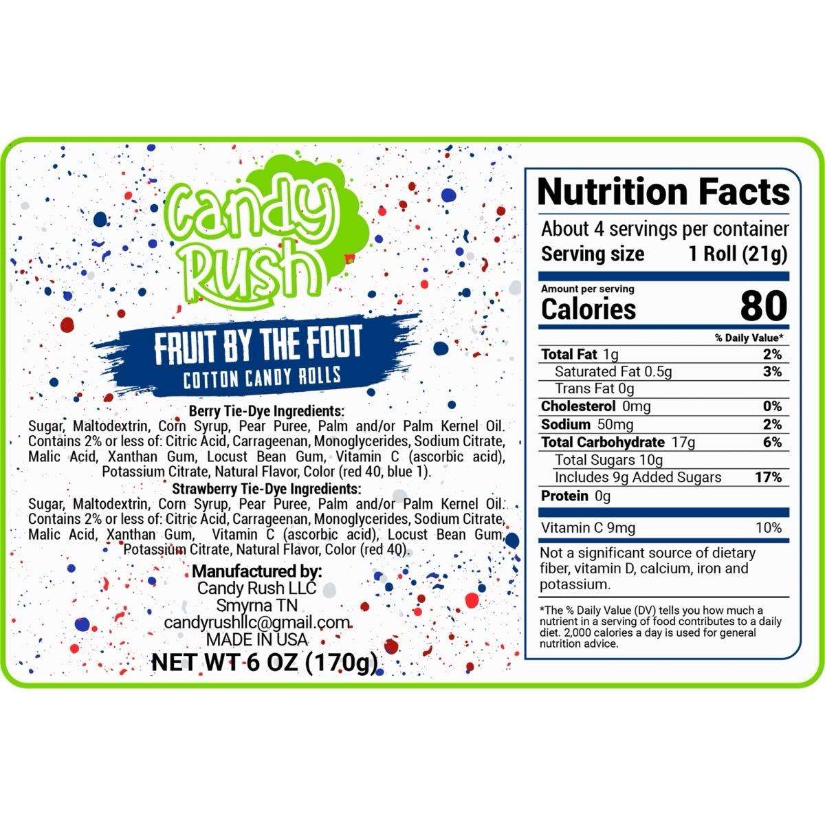 FRUIT BY THE FOOT COTTON CANDY ROLLS - 4 count Delicious Snack