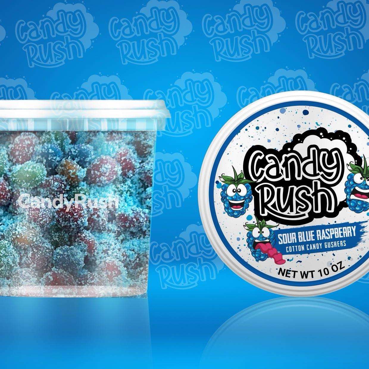 Sour Blue Razz Raspberry Cotton Candy Gushers