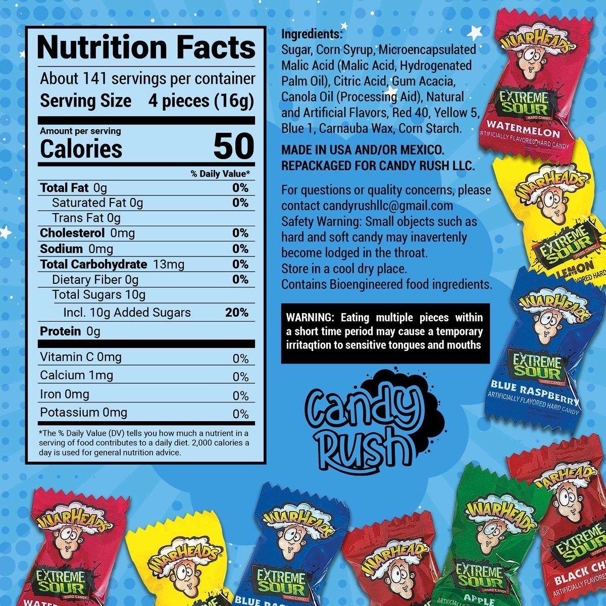 Warheads Extreme Sour Hard Candy Assorted 5 Flavors